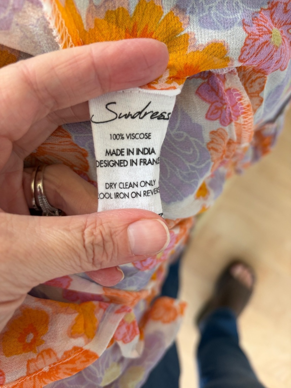 Sundress Delina Maxi Dress Orange Pink Purple Tie Front Ruffle Hem - Size M/L - Picture 7 of 7